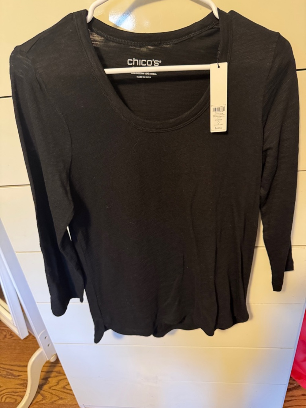 Chico's Black Long Sleeve Scoop Neck Tee